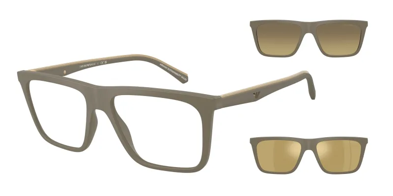 Emporio Armani Hombre Emporio Armani EA4258 54371W Gafas de sol Inyectado Marrón Transparente Cuadrada Normal