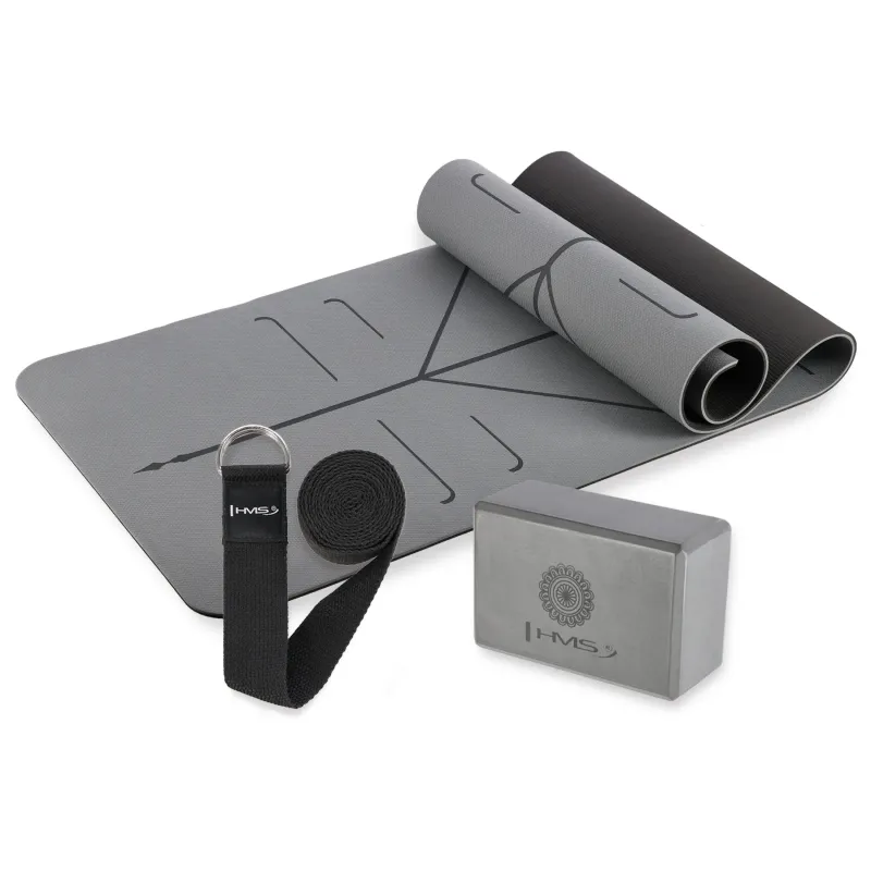 Tapis de yoga YM10 en TPE con ladrillo KJ02 y correa de yoga SJ02 HMS