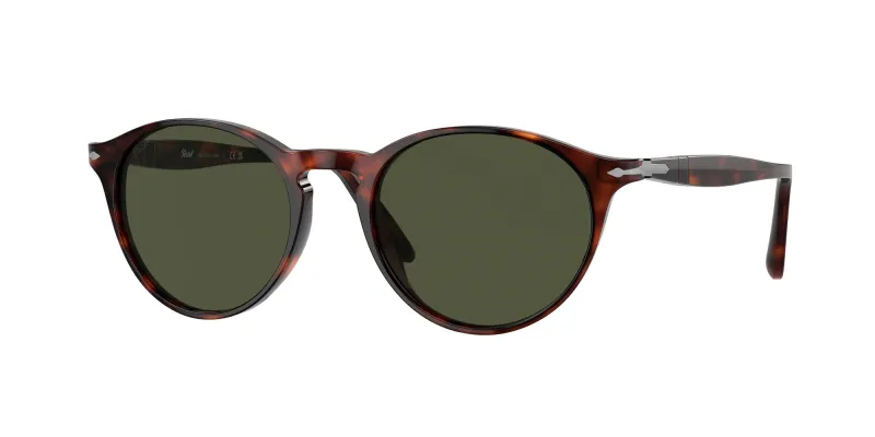 Persol Hombre Persol PO3092SM 901531 Gafas de sol Acetato Tortuga Verde Redonda Normal