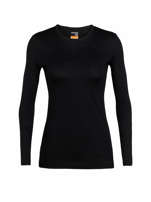 ICEBREAKER Camiseta funcional de mujer Merino 200 Oasis LS negro | L