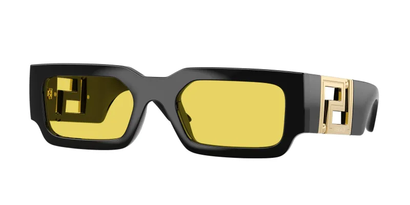 Versace Hombre Versace VE4506U GB1/85 Gafas de sol Inyectado Negro Amarillo Cuadrada Normal