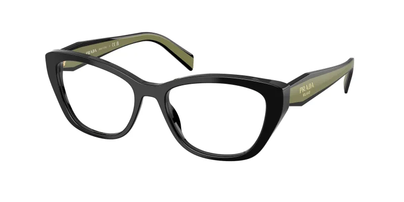 Prada Mujer Prada PR 19WV 03K1O1 Monturas ópticas Acetato Negro Transparente Cat Eye Normal
