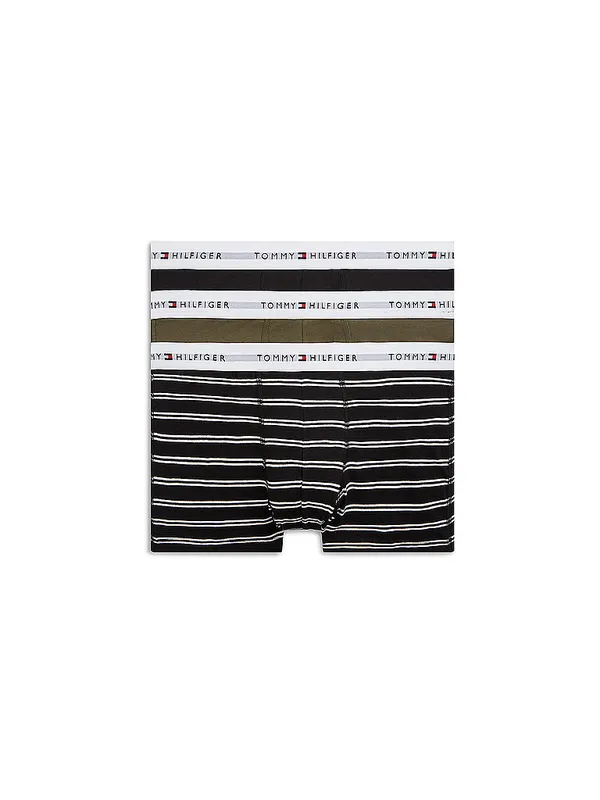 TOMMY HILFIGER Pants Paquete de 3 negro / verde militar / raya decorativa azul | L