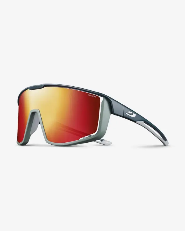 Gafas Julbo Fury azul oscuro gris verdoso con lentes Spectron 3 rojo