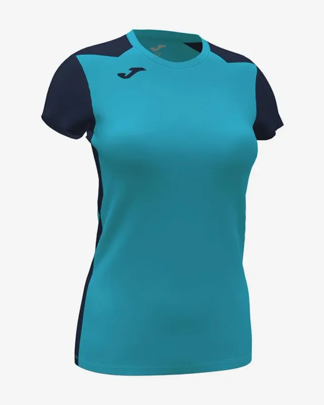 Camiseta Joma Record II Bicolor manga corta turquesa azul marino mujer - S