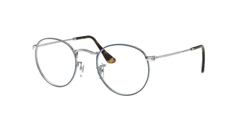 Ray - Ban Unisex Ray - Ban RX3447V ROUND METAL 2970 Monturas ópticas Metal Azul Transparente Redonda Normal