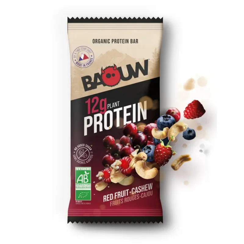 Barre de nutrition protéïnée bio Fruits Rouges Baouw