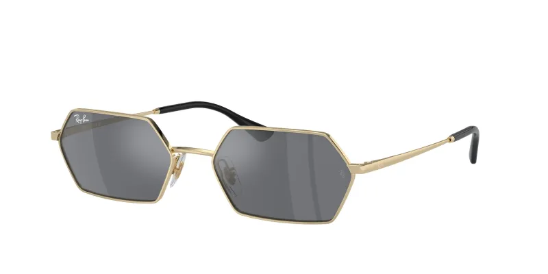 Ray - Ban Unisex Ray - Ban RB3728 YEVI 92136V Gafas de sol Metal Oro Gris Geométrico Normal Espejo