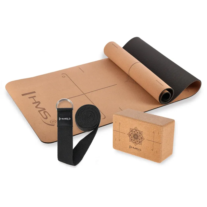 Tapis de yoga YM11 en TPE con bloque KJ02 y cinturón de yoga SJ02 HMS