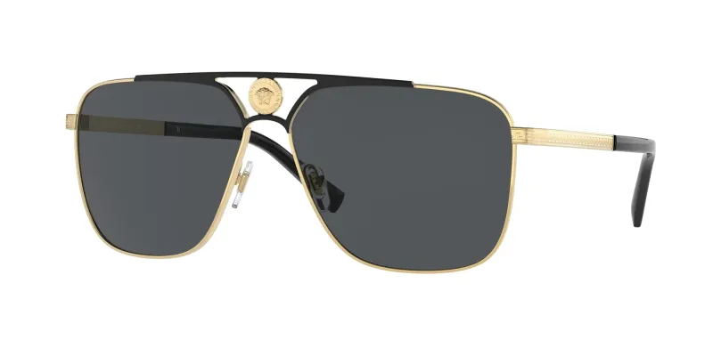 Versace Hombre Versace VE2238 143687 Gafas de sol Metal Oro Gris Cuadrada Normal