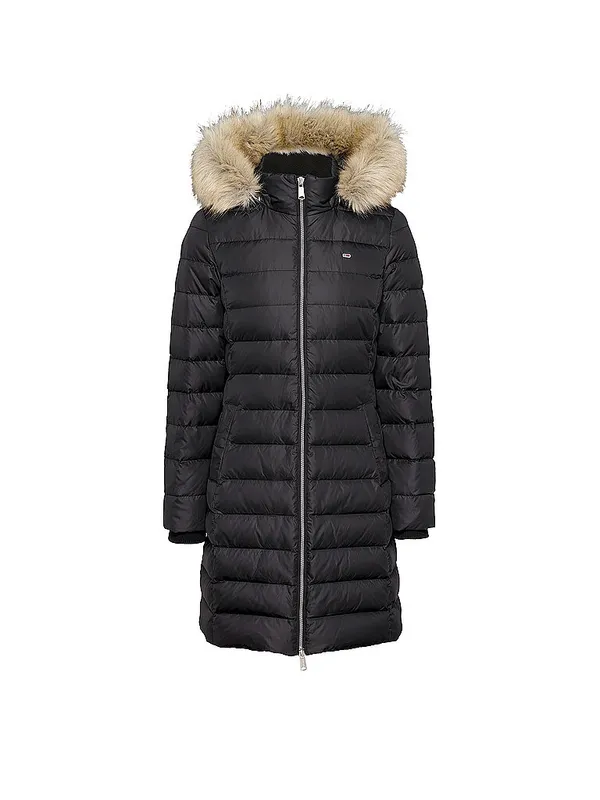 TOMMY JEANS Abrigo de plumas negro | M