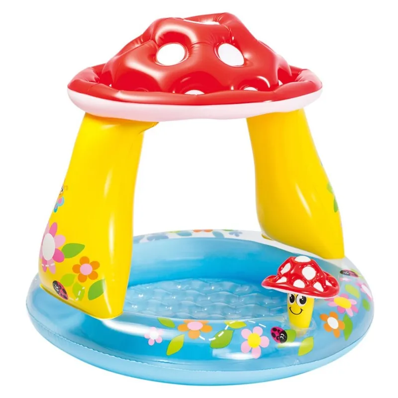 INTEX Piscina bebé hinchable con parasol champiñón 102x102x89 cm - 45 l