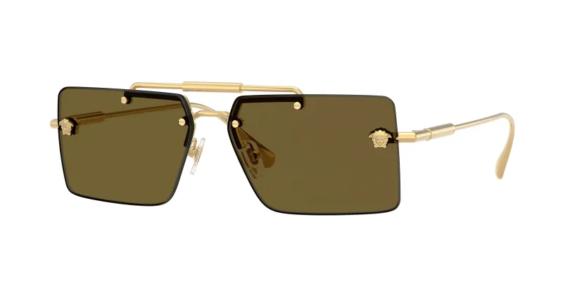Versace Mujer Versace VE2245 100273 Gafas de sol Metal Oro Marrón Cuadrada Normal