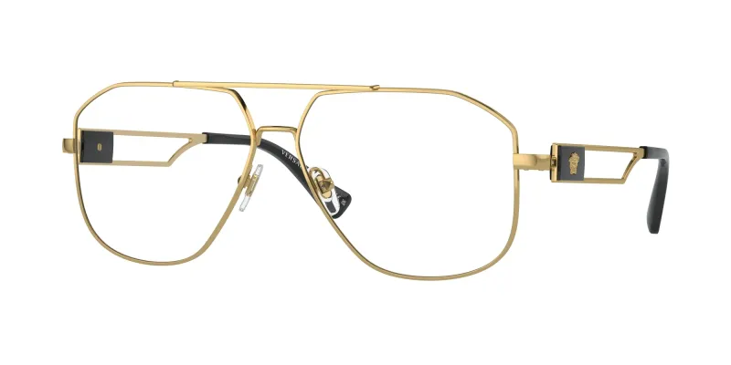 Versace Hombre Versace VE1287 1002 Monturas ópticas Acero Oro Piloto Normal