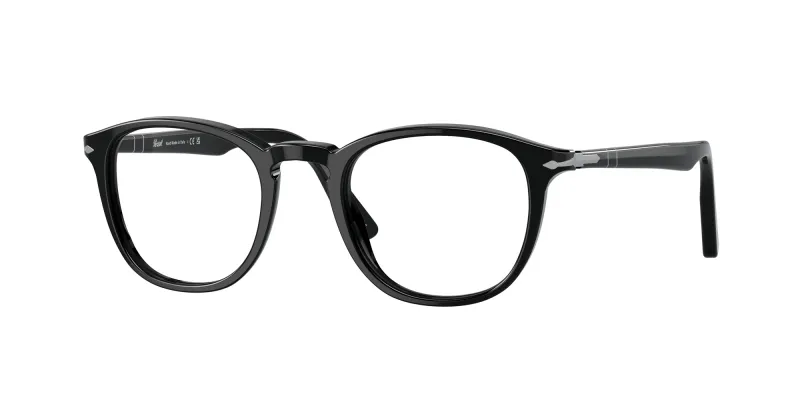 Persol Hombre Persol PO3143V 95 Monturas ópticas Acetato Negro Transparente Redonda Normal