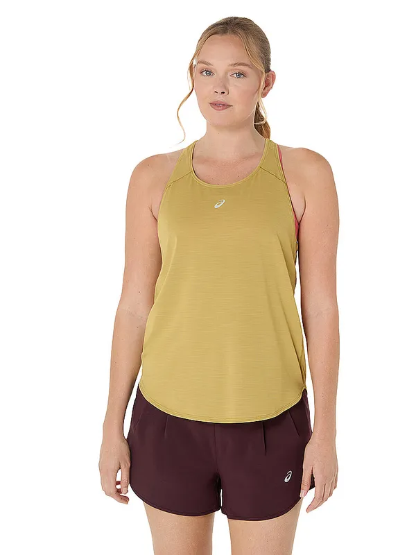 ASICS Tank de running Road para mujer mostaza | L