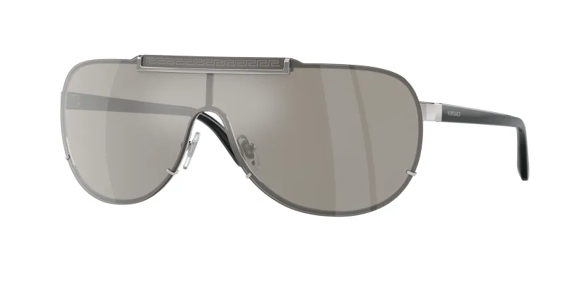 Versace Hombre Versace VE2140 10006G Gafas de sol Metal Plata Gris Piloto Reflejado Espejo