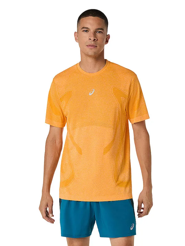 ASICS Camiseta de running sin costuras Road para hombre naranja | XL