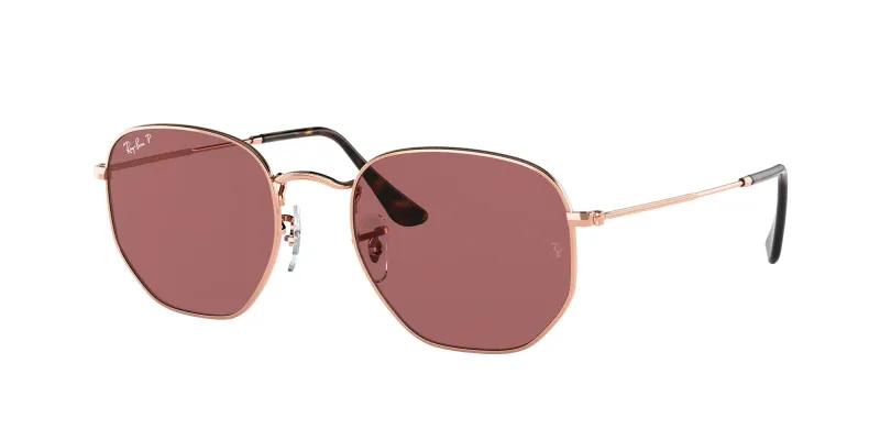 Ray - Ban Unisex Ray - Ban RB3548N HEXAGONAL 9202AF Gafas de sol Acero Oro Violeta Geométrico Polarizado