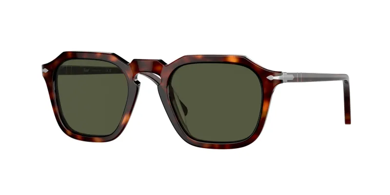 Persol Unisex Persol PO3292S 24/31 Gafas de sol Acetato Tortuga Verde Cuadrada Normal