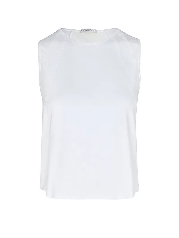 MANDALA Tank de yoga cropped para mujer blanco | S