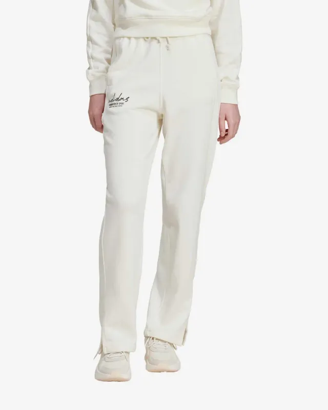 Pantalón largo adidas Signature Graphic Embroidery Straight Leg blanco crema mujer - M