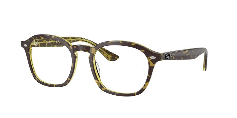 Ray - Ban Unisex Ray - Ban RX5451 8487 Monturas ópticas Acetato Tortuga Transparente Cuadrada Normal