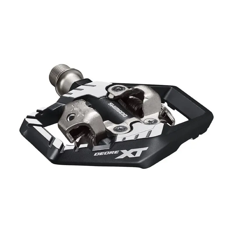 Pedales automáticos para bicicletas de montaña con calas más anchas Shimano XT M8120 SPD