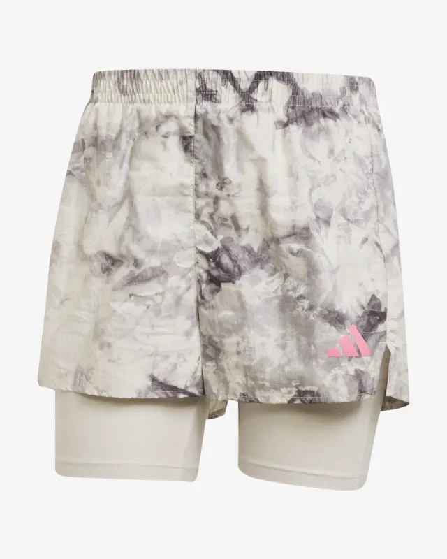 Pantalón corto adidas 2 en 1 Spray Dye Own The Run beige mujer - M