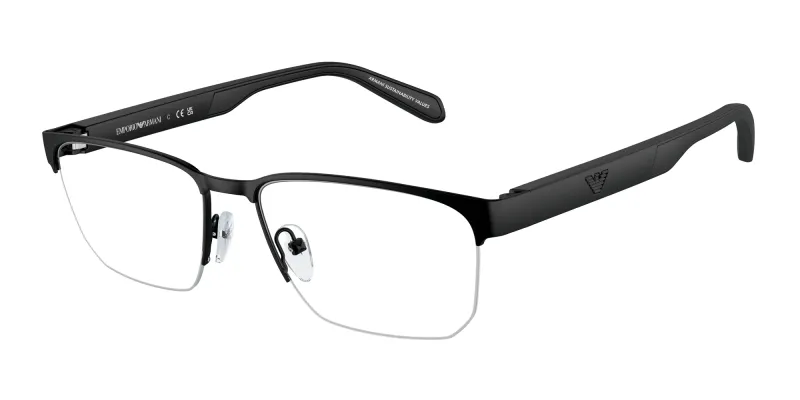 Emporio Armani Hombre Emporio Armani EA1162 3001 Monturas ópticas Metal Negro Geométrico Normal