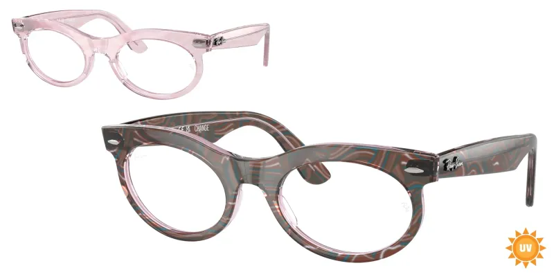Ray - Ban Unisex Ray - Ban RX2242V WAYFARER OVAL 8292 Monturas ópticas Acetato Violeta Transparente Redonda Normal