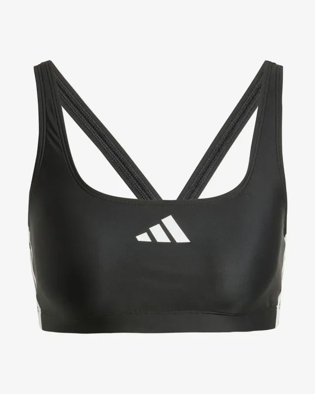 Top bikini adidas V-Back 3 bandas negro blanco mujer - 34