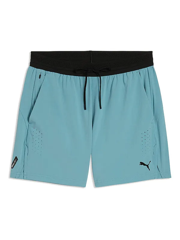 PUMA Pantalones cortos de fitness para hombre PWRMODE Dryelite de 5 pulgadas tejidos azul claro | XL