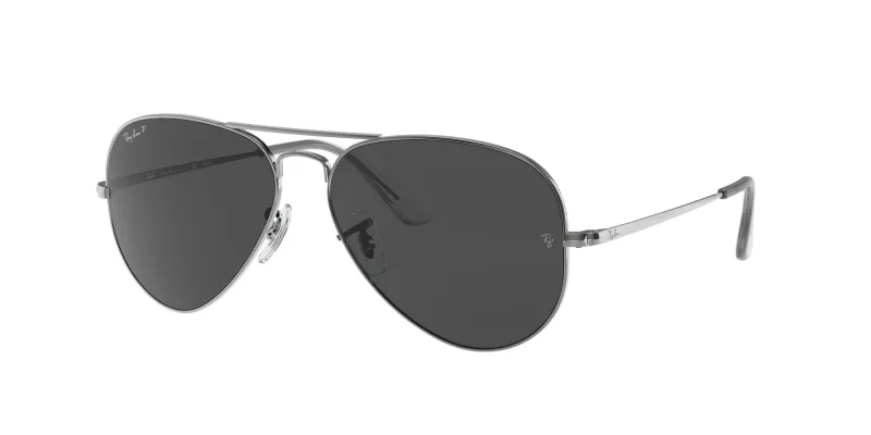 Ray - Ban Unisex Ray - Ban RB3689 AVIATOR METAL II 004/48 Gafas de sol Metal Gris Negro Piloto Polarizado