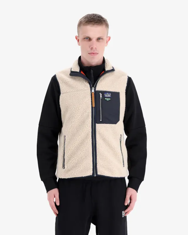 Chaleco Superdry Vintage Retro Fleece Gilet beige negro - L
