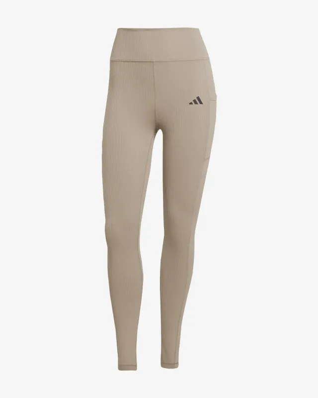 Malla larga adidas 7/8 Optime Rib marrón mujer - XS