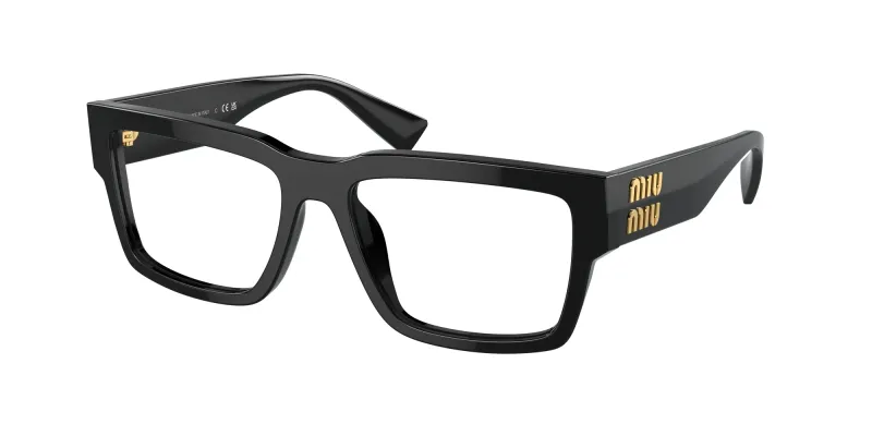 Miu Miu Mujer Miu Miu MU 02XV 1AB1O1 Monturas ópticas Acetato Negro Cuadrada Normal