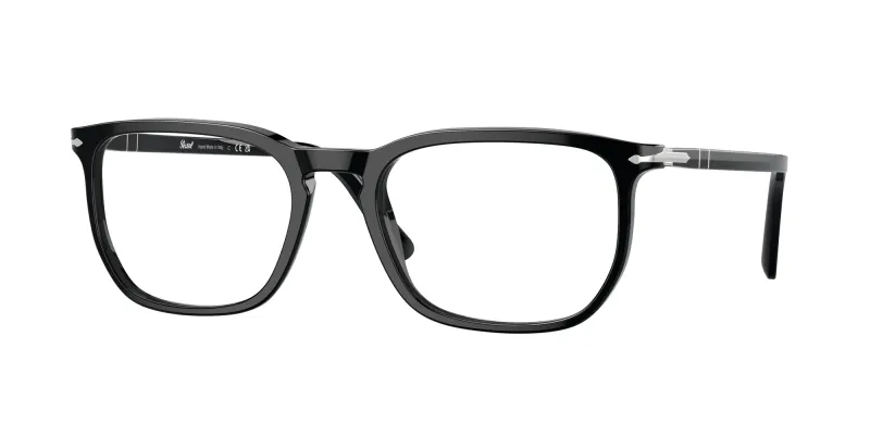 Persol Unisex Persol PO3339V 95 Monturas ópticas Acetato Negro Transparente Cuadrada Normal