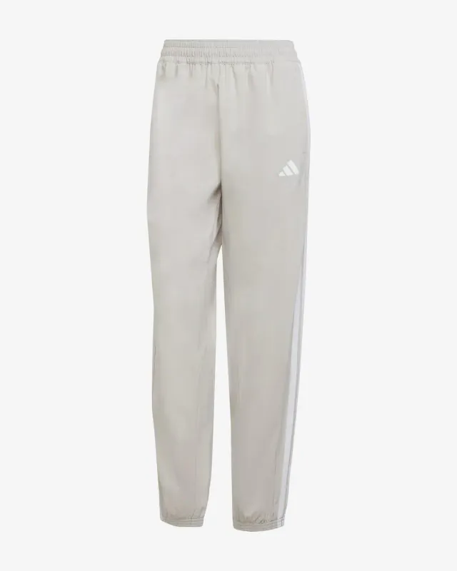 Pantalón largo adidas Train Essentials Woven 3 bandas beige blanco mujer - XS