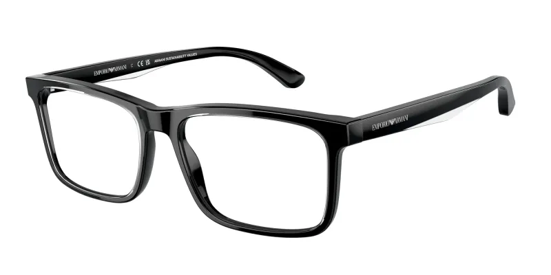 Emporio Armani Hombre Emporio Armani EA3227 6051 Monturas ópticas Acetato Negro Pillow Normal