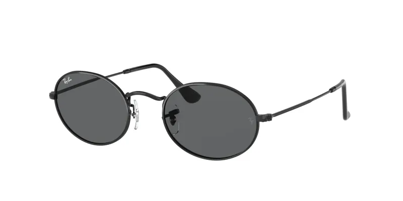 Ray - Ban Unisex Ray - Ban RB3547 OVAL 002/B1 Gafas de sol Metal Negro Gris Redonda Normal