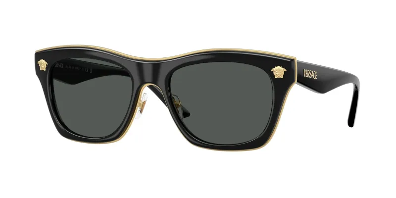Versace Hombre Versace VE2272 GB1/87 Gafas de sol Metal Negro Gris Cuadrada Normal