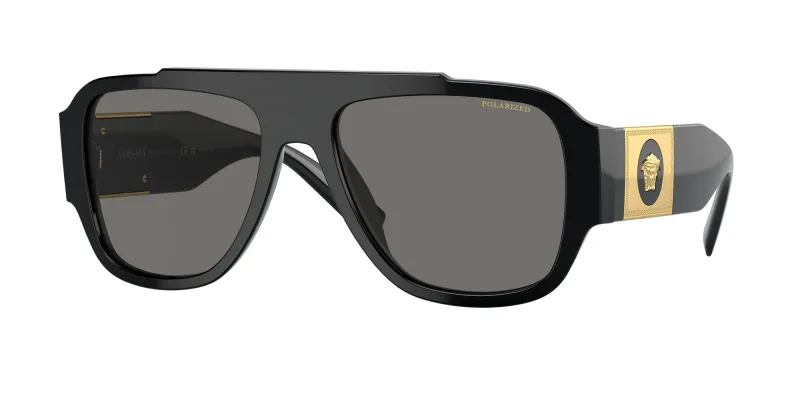 Versace Hombre Versace VE4436U GB1/81 Gafas de sol Acetato Negro Gris Pillow Polarizado
